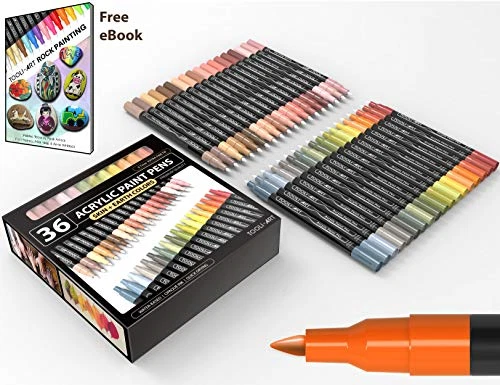 TOOLI-ART 36 Acrylic Paint Pens Skin and Earth Tones Marker Set 0.7mm Extra Fine