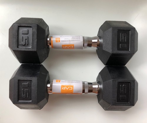 Two CAP Barbell Coated Hex Dumbbells 15lbs