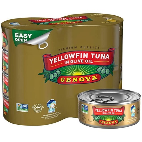 Genova Yellowfin Tuna in Olive Oil, 5 ounce can Pack of 8 5 Ounce