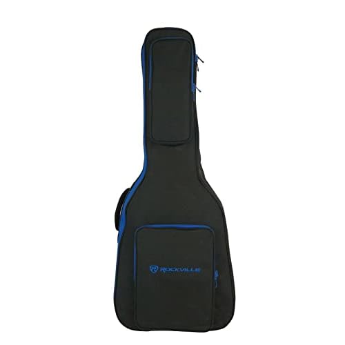 Rockville AGB45-BLU Padded Acoustic Guitar Gig Bag with Neck Pad  Secure Strap