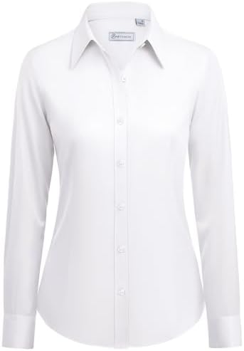 siliteelon Button Down Shirts for Women: Wrinkle Free Long Sleeve Classic Fit Collared Dress Shirt Solid Formal Office