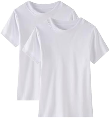 Huata Boys Girls T-Shirt Basic Basic Short Sleeve Crewneck Girls Tee 2 Packs