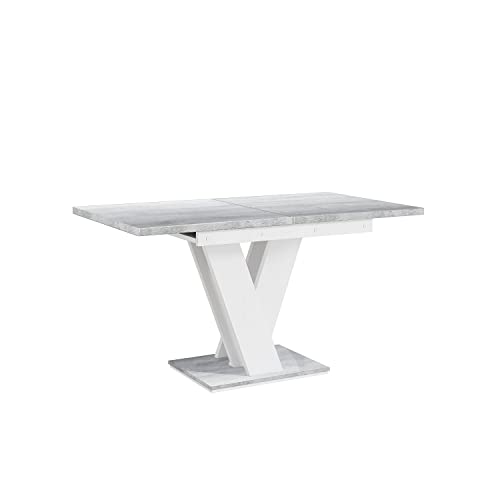 MEBLINI Extendable Dining Table – Dining Room Table Modern – Kitchen Table – Column Table – Extendable Table – Dining Room Tables – 120-160 x 80 x 75 cm – MASIV – High Gloss Black