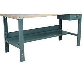 4-4HS Steel Half Depth Bottom Shelf for 48" Benches, Blue, 40" Length, 24" Width
