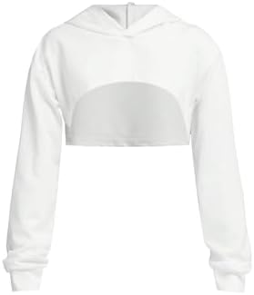Girls Crop Tops Hoodies Long Sleeve Pullover Soft Casual Cute Kids Sweatshirts
