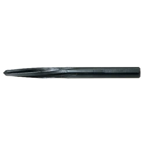 Drillco 4275E Series High-Speed Steel Construction Reamer, Spiral Flute, Round with Flats Shank, Black Oxide Finish, 916 Size, 5-78 Length