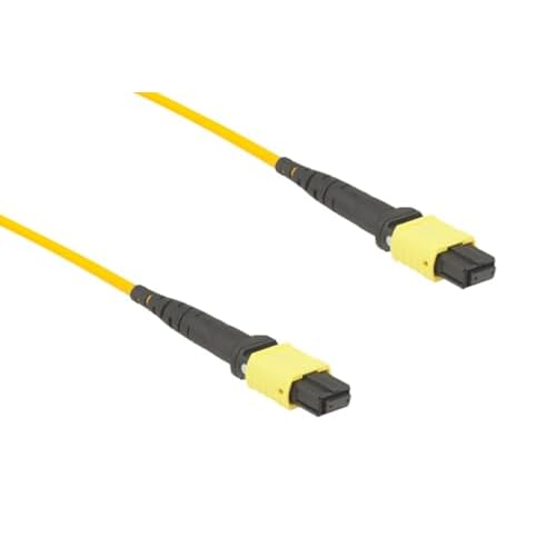 CablesAndKits MTP Cable 12-Strand Corning ClearCurve, OS2, Type B, Female Key Up to Female Key Up, OFNP, 10 Meters, 9 Micron, Singlemode, Yellow, APC Polish, MTPMPO Fiber Cables