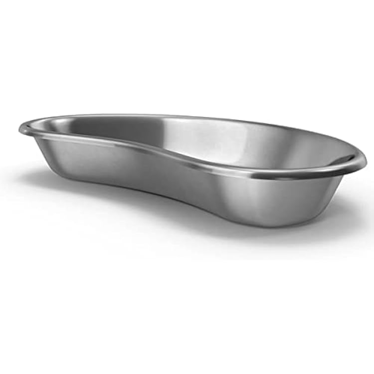 Bosky Stainless Steel X-Large Kidney Tray 12 inch Emesis Basin 40 oz Reusable Metal Kidney Shaped Bowl Dish