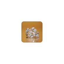TSECIMGS Women's White Gold Twisted Intertwined Leaves Ring, Creative Floral Vine Octagonal CZ Diamond Personalized Statement Ring(6)