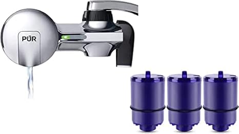 PUR Faucet Mount Water Filtration System with 4 Filters, Chrome Horizontal