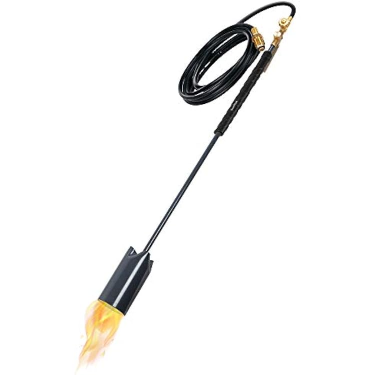Ivation 500,00 BTU Propane Torch, Heavy Duty Weed Burner, Extra Long 10 Hose, Adjustable Flame Control & Flint Ignitor, Outdoor Weed Killer for Weeds, Snow Melting, Roofing, Roads & More