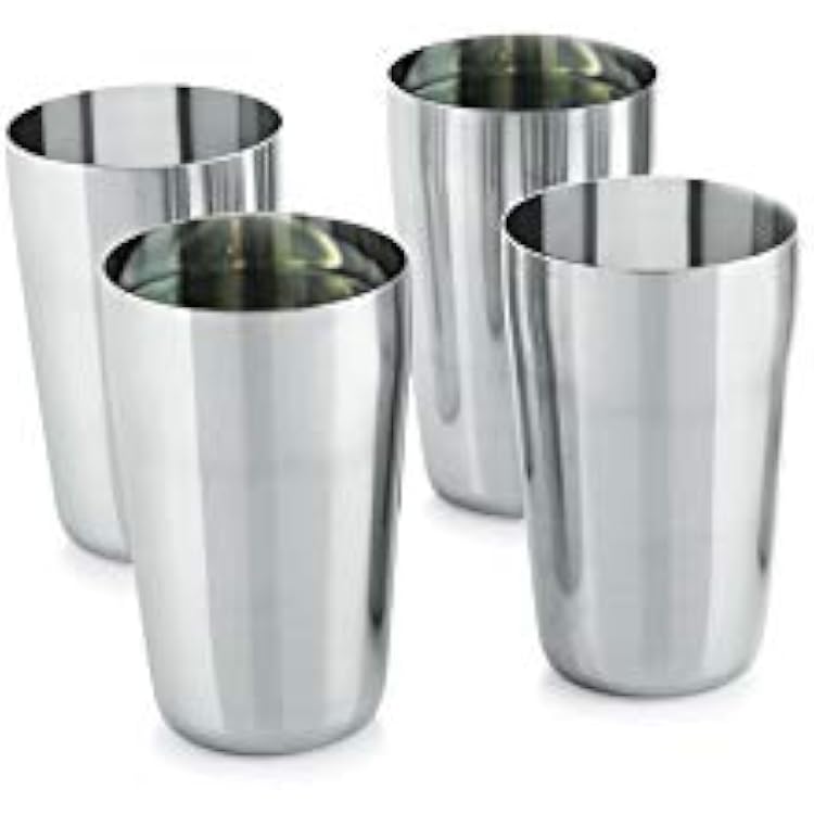 neelam Stainless Steel 7.5 22g PRM Thums Up Glass, 450 ml, 4-Piece, Silver