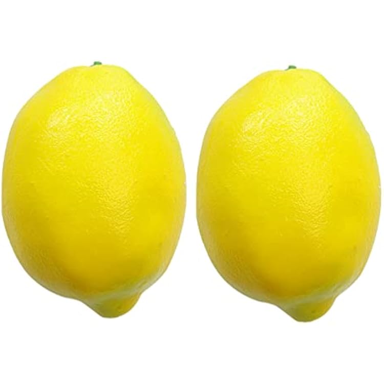 Teensery 4 Pcs Artificial Yellow Lemons Lifelike Fake Fruit for Home Kitchen Party Decoration Photography Prop