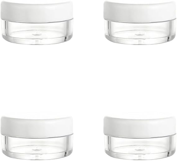 Empty Sample Pots, 4 Pcs Empty Plastic Cosmetic Jars, Clear Travel Cosmetic Container, Mini Cosmetic Containers, for Face Creams, Sample, Make-Up