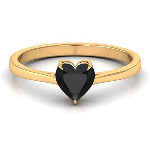 Certified Lab Grown Black Diamond Heart Promise Ring, AAAA Quality, Black Diamond Pre Engagement Ring Ideal for Gift