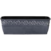 Classic Home and Garden Corinthian Rectangular Planter Box wDrain Plug - Small Succulent Pots - Shallow Trough Planter for IndoorOutdoor 10 Storm Gray, Pack of 1