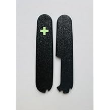 Replacement Covers For Victorinox Scales Plus 91mm Plastic Handles With Extra Pen Slot And Glowing Cross (Black)