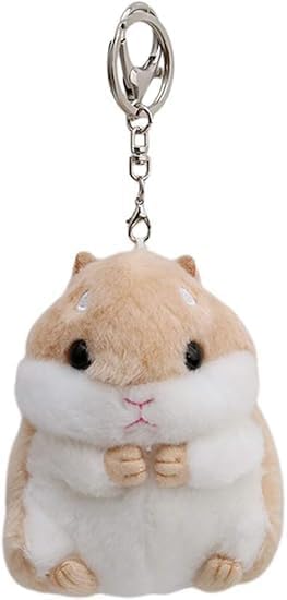 Dwang Cute Khaki Plush Hamster Keychain Plush Keychain Charms Wallet Backpack Handbag Charms Automobile Keychains Automotive Trim Women's Key Rings and Automobile Keychains