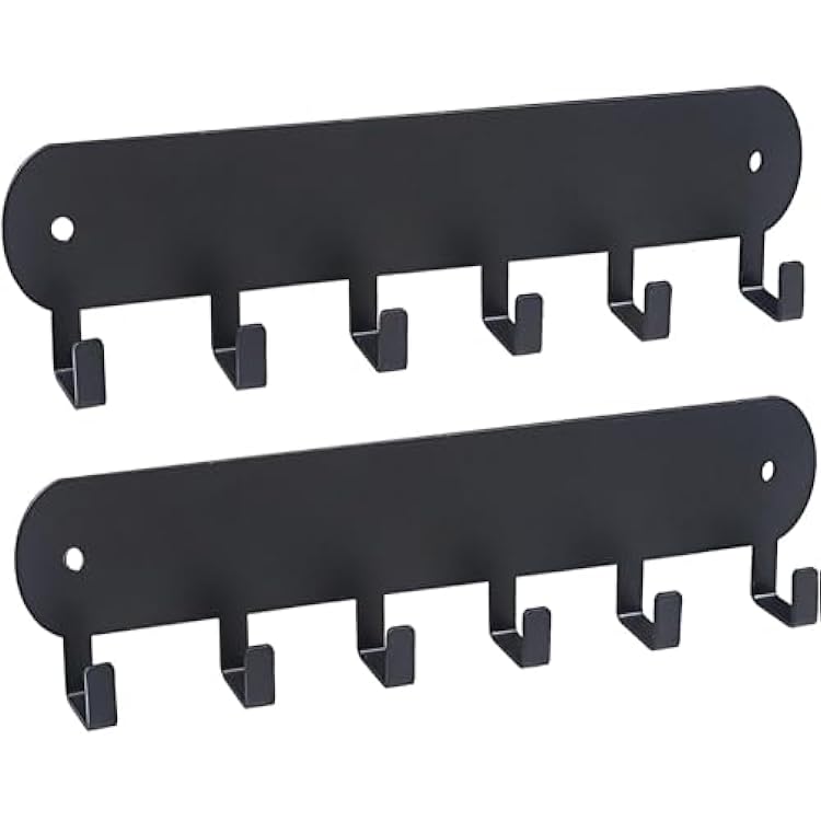 Key Holder for Wall,Black Metal Key Hooks Wall Mounted with 6 Hooks,Self Adhesive Key Racks,No DrillDrilling Installation Key Hangers Heavy Duty Hooks for Kitchen Living Room