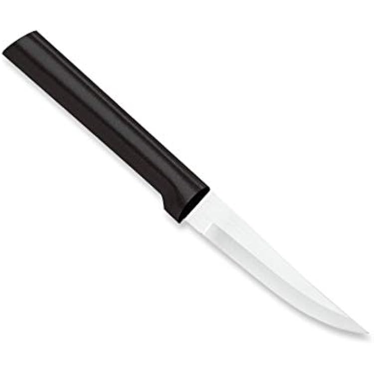 Rada Cutlery Heavy Duty Paring Knife W203, 3.25 Stainless Steel Blade, Black Handle, Pack of 6