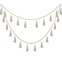 Janinka Tassel Garland Boho Classroom Decor Macrame Wooden Bead Garlands Wood Beads Banner with Tassels Boho Wall Hanging Banner for Classroom Bedroom Nursery Home Decoration(Classic Color)