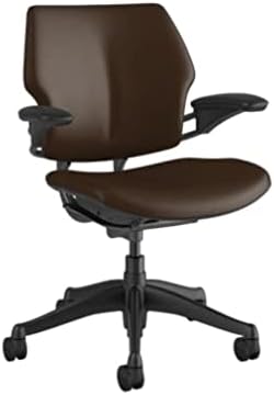 Humanscale Freedom Office Chair - Ergonomic Work Chair with Standard Height Adjustable Duron Arms - Wheels for Carpet - Graphite Frame with Canyon Ticino Leather