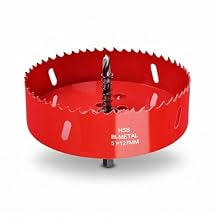 5 inch Hole Saw with Arbor for Metal Wood and Plastic, 127mm Bi-Metal Hole Cutter for Different Project with Smooth and Flat Drilling Edge, Fast Chip Removal