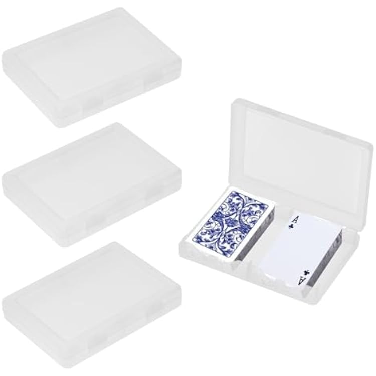 4 PCS Plastic Playing Card Deck Case, Clear Double Slot Snaps Closed Empty Storage Box 2 Deck Card Holder for Business Sport Trading Card Internal Size: 2.5 x 3.8 Inch