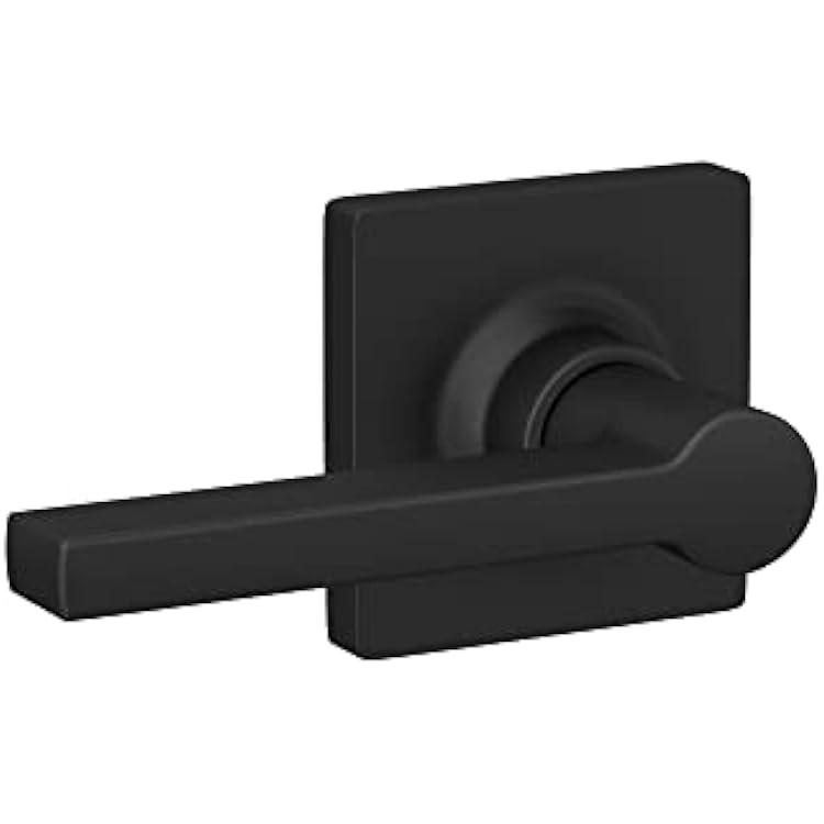 Straight Lever with Square Trim Dummy Door Handle, Matte Black Finish