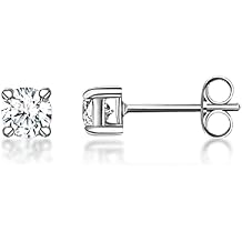 MDFUN Moissanite Stud Earrings, 316L Stainless Steel 4 Prong Round Synthetic Stud Earring Hypoallergenic Jewelry for Women Men 3-7mm