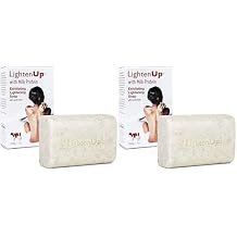OMIC Lighten-Up Lactic Acid Exfoliating Soap, 7.7 oz / 200 g, Brightening Bar, AHA Soaps for Knees, Body, Armpits, with Shea Butter, Apricot, Milk Protein (Pack of 2)