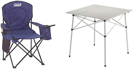 Coleman Portable Camping Chair with 4-Can Cooler - Perfect for Camping, Tailgates, Beach Outdoor Compact Folding Table, Sturdy Aluminum Camping Table with Snap-Together Design