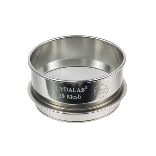 All 304 Stainless Steel Mesh Lab Sieve, 20 Mesh 0.9mm Aperture Test Sieve, 4inch10cm Standard Analysis Sample Test Sieves for Industrial Laboratory Homes