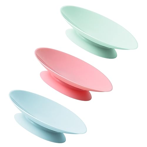 HEALLILY 3Pcs Silicone Suction Pads for Toddlers and Elderly, Double-Sided Plate Suckers, Assorted Colors, 3.74X3.74X1.18In