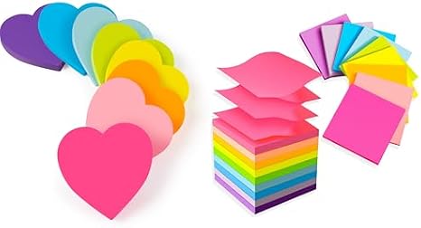 TKTB Heart + POP UP Bright Sticky Notes