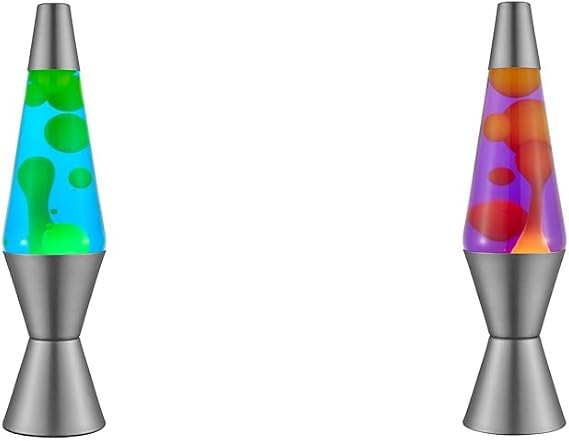 Lava Lamp - 14.5" Deep Ocean - The Original Motion Lamp - Green Wax and Blue Liquid - 2634 & Lamp - 14.5" Purple Sunset - The Original Motion Light - Yellow Wax and Purple Liquid - 2635