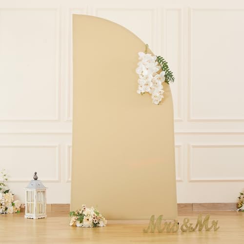 Champagne Half Moon Arch Covers Wedding Arch Backdrop Cover for Weddings Birthday Parties Baby Showers Events 5ft Champagne Half Arch Fabric Cover Set