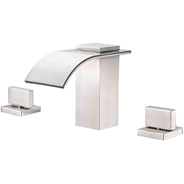 Waterfall Widespread Bathroom Faucet Brushed Nickel, 3 Hole 8 Inch Vanity Faucet sumerain