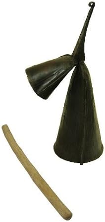 Large Gankogui Double Bell with Stick - Agogo Cow Bell from Ghana - Large Size