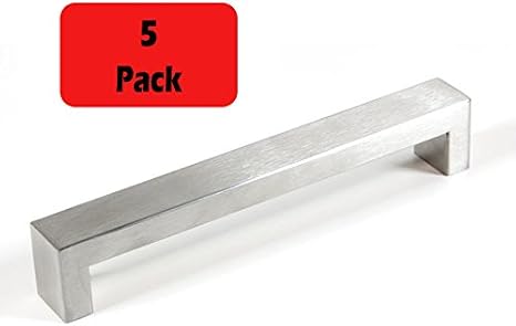 Brick Design 8 Inch Cabinet Stainless Steel Handle Bar Pull (Pack of 5)