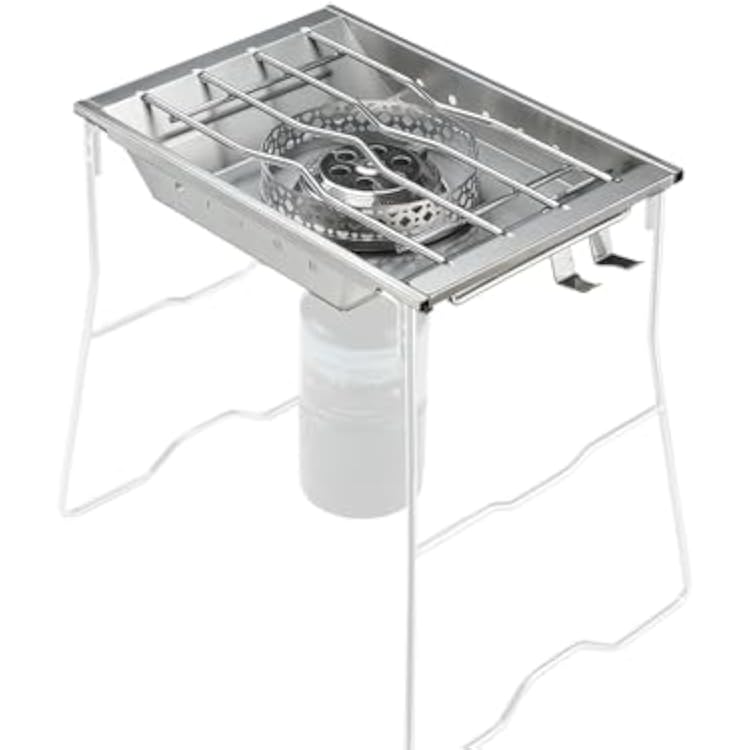 CAMPINGMOON Propane Top Stove Plate Stainless Steel Frame IGT Table Top Gas Burner Windproof Recessed Design for Camping CK-25PGPG-4 Gas not Included