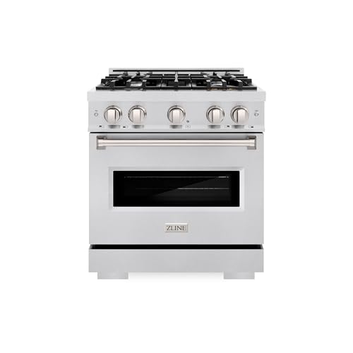 ZLINE 30 in. 4.2 cu. ft. Classic Dual Fuel Range with 4 Burner Gas Cooktop and Electric Convection Oven in Satin Stainless Steel CDRS-30