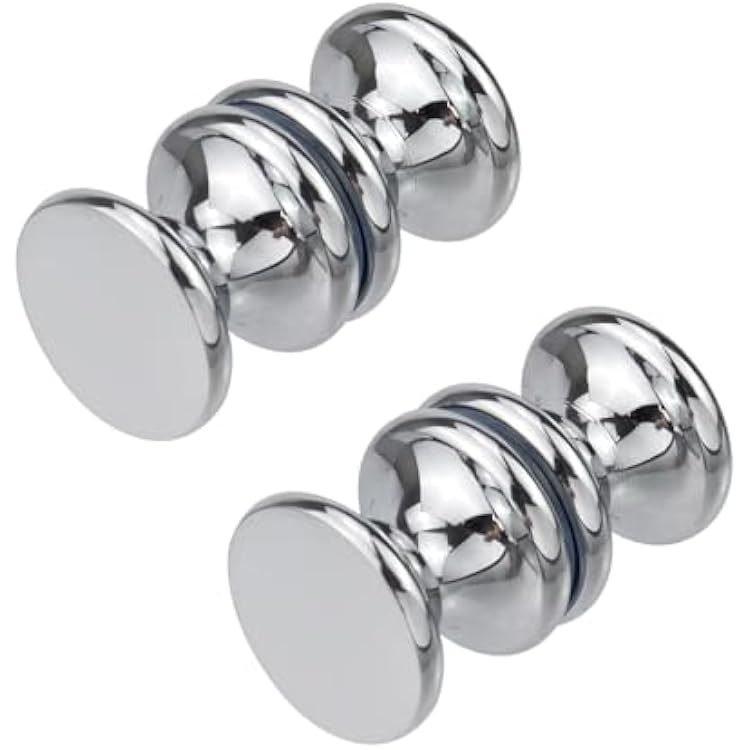 Antrader Shower Glass Door Solid Handles Double-Sided Bathroom Pull Knobs Back-to-Back Chrome Plated Handle, Pack of 2