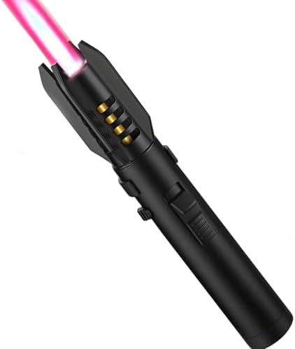 Electric Lighter Rechargeable(Need Gas Not Include), Outdoor Windproof Straight Flame Lighterz, Lightsaber Lighters Torch, for Camping Portable, Campfires BBQ, Gift (Black)