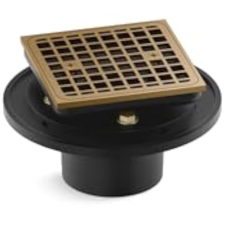 KOHLER K- 22673-2MB SQUARE DESIGN TILE-IN SHOWER DRAIN, Vibrant Brushed Moderne Brass
