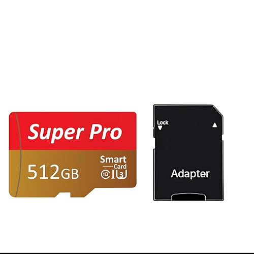 512GB High-Speed Memory Micro SD Card  Adapter - Up to 150MBs, Class 10, UHS-1, U3, V30, Waterproof, 4K Video, Cameras, Drones, Smartphones, Tablets, Gaming Devices, Laptop, PC, DVR