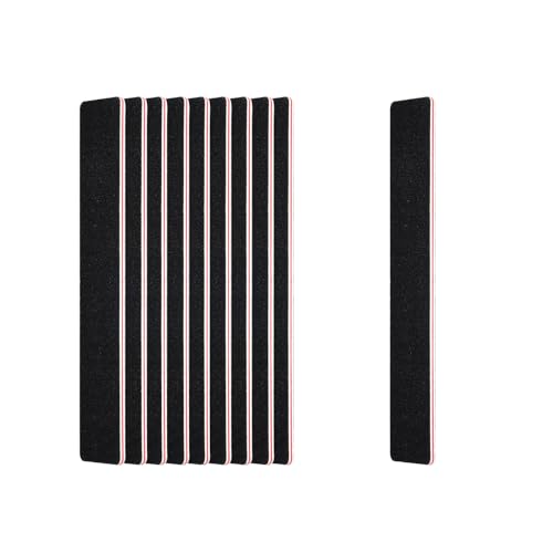 10 Pack 100180 Grit Nail Files, Black Professional Reusable Emery Boards Manicure Tool for Acrylic Nails, Nail Buffering Files, Rectangle Shape
