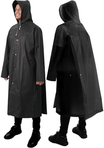 ANYOO 2-Pack Rain Ponchos for Adults Reusable Raincoats with Hooded and Drawstring Emergency for Men Women