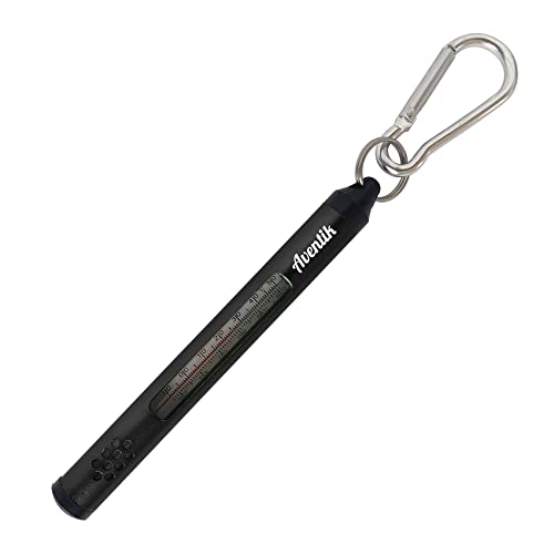 Aventik Fly Fishing Water Streamer Thermometer 20-120 FahrenheitCelsius Rotate Lake Thermometer Anglers Vest Pack Tool Gear Accessories Fly Fishing Carp Bass Sea FishingBlack