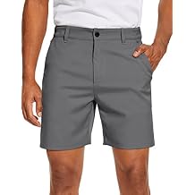 PULI Mens Golf Dress Shorts Flat Front Hybrid 7 Inch Lightweight Quick Dry Chino Casual with Pockets